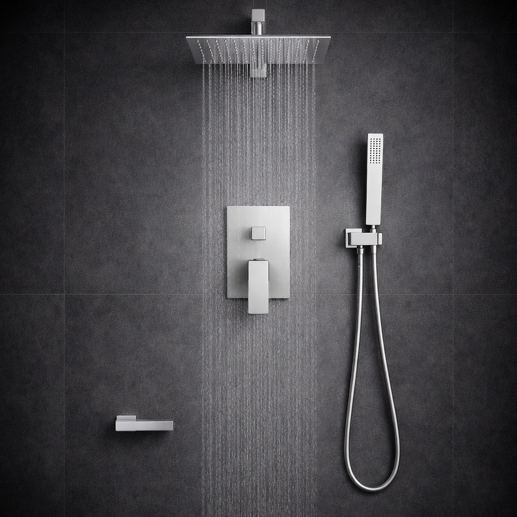 Douche encastrée rectangulaire Vitalys - Argent