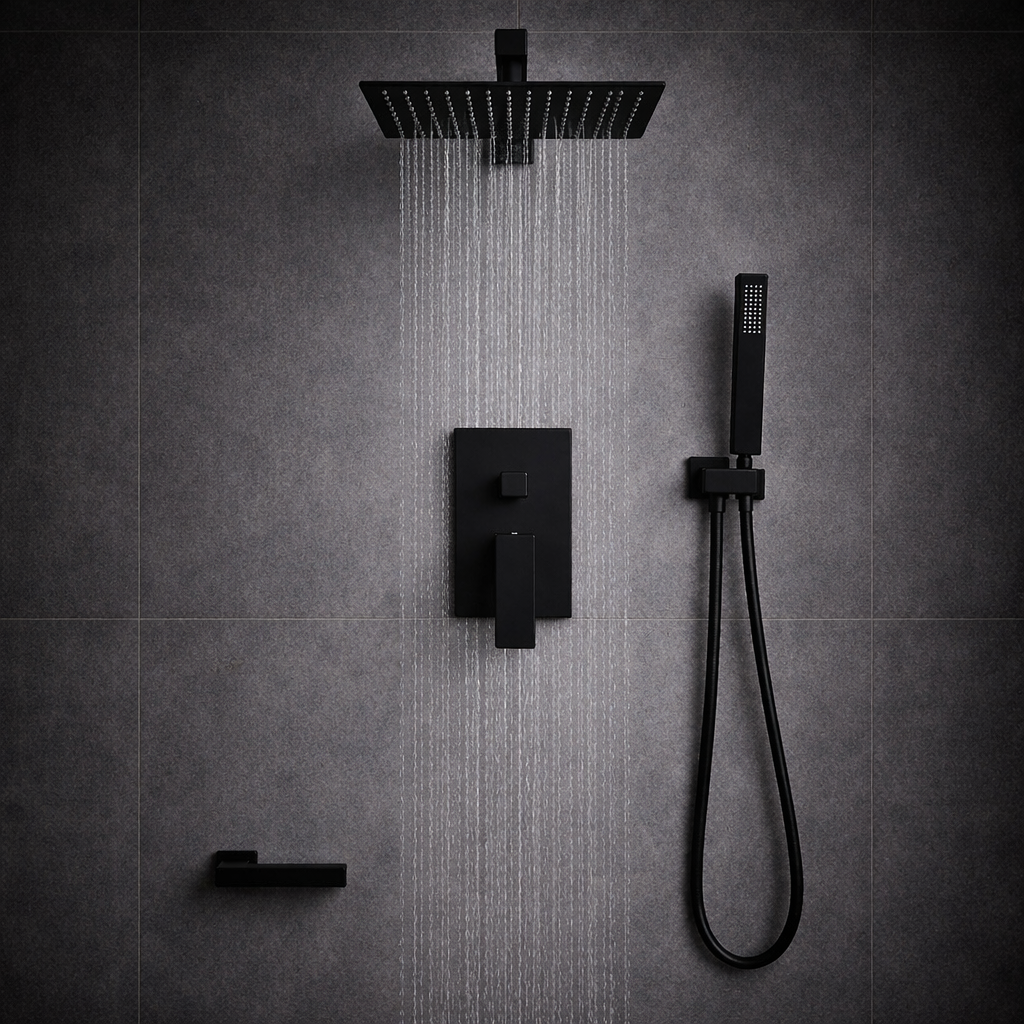 Douche encastrée rectangulaire Vitalys - Noir