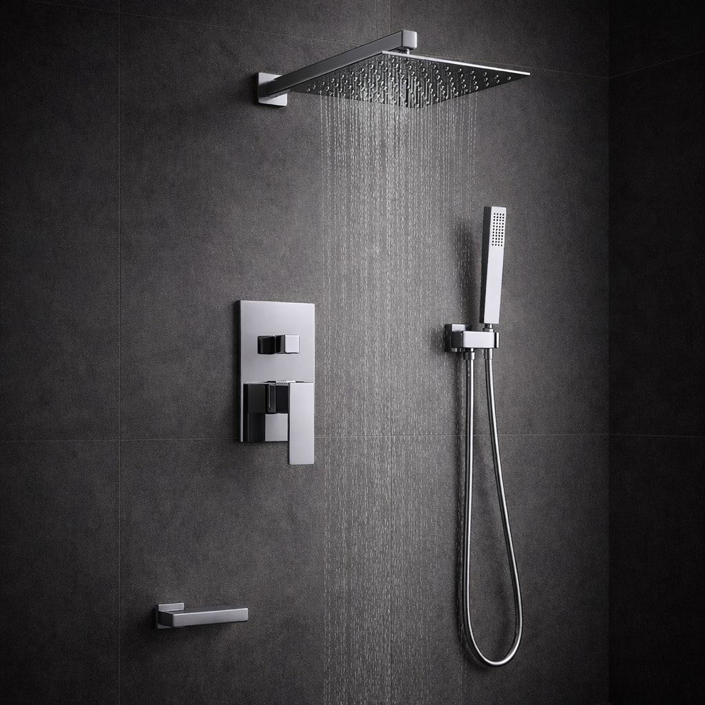 Douche encastrée rectangulaire Vitalys - Argent